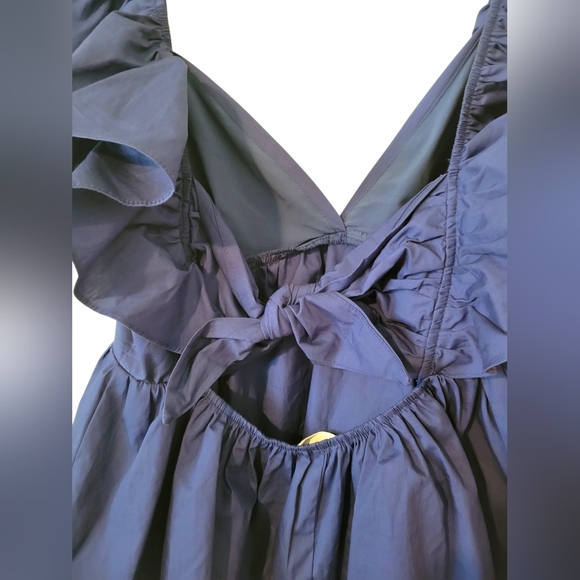 Day + Moon Blue Flutter Sleeve Ruffled Blouse - Picture 4 of 9